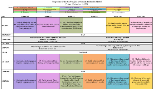Timetable - Friday, September 11th - Rooms 13 to 18